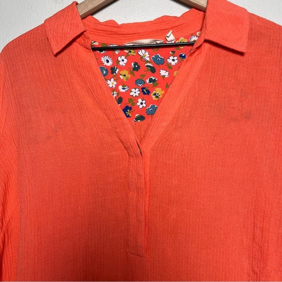 Soft Surroundings Women Top Large Orange Popover Long Sleeve Lagenlook‎ Tunic - Picture 3 of 13